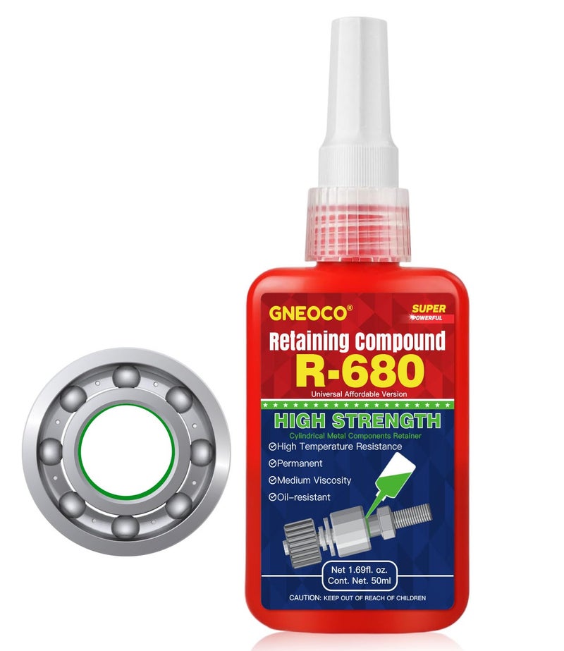 GNEOCO ThreadLocker Green, Thread Lock High Strength Lock Tight for Nuts, Bolts, Fasteners and Metals, Anaerobic Curing Metal Glue to Prevent Loosening and Corrosion (H680-50ml) - Image 1
